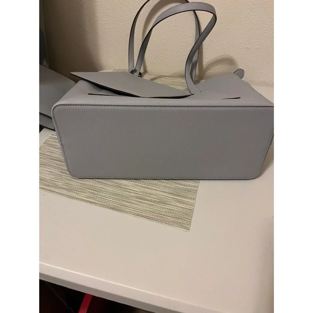 Kate Spade New York Staci large tote bag and pouch set in a neutral grey 3 pcs